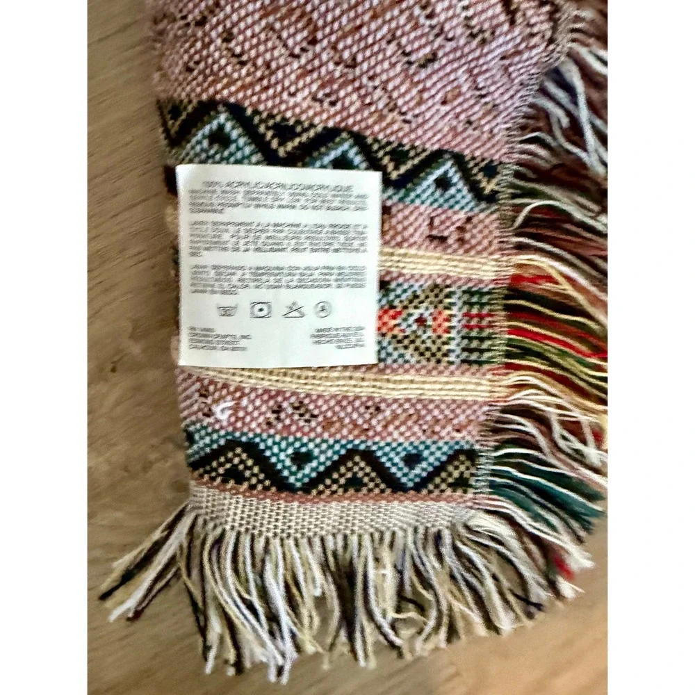 Leopard Print Woven Throw Blanket Tribal Border Fringe USA Made 59x47